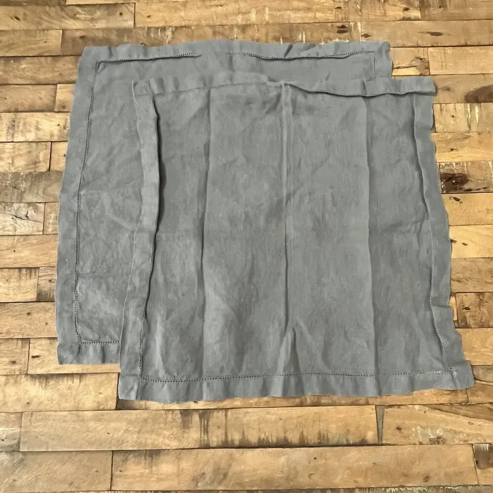 Pottery Barn 100% Linen Hemstitch Napkin Set of 2 Gray 20 in x 20 in